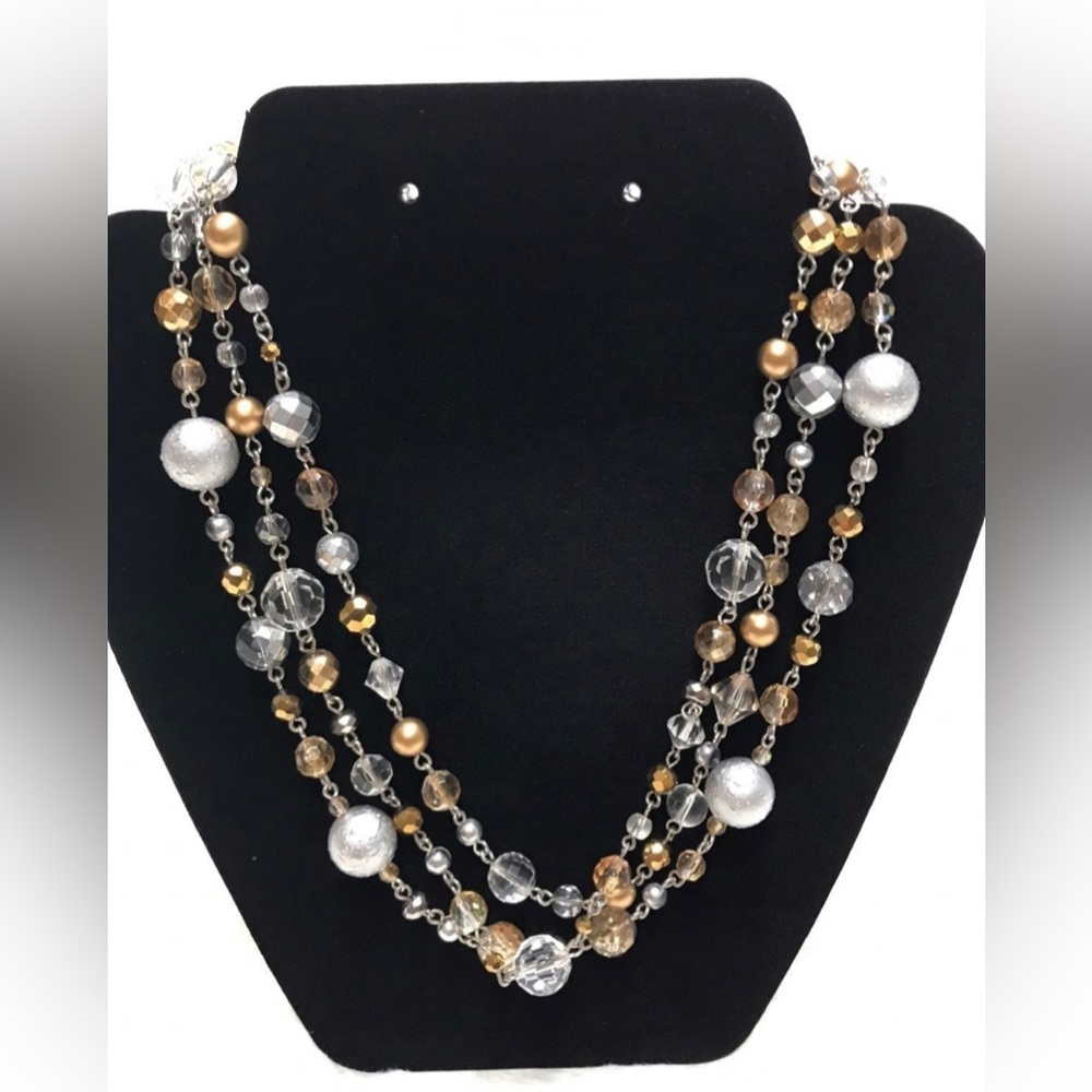 Lia Sophia Tinsel Town 3-Strand Adjustable Glass Resign Bead Necklace